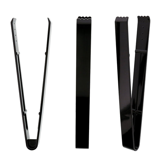 AmerCareRoyal Take-Out/Dine-In/Disposable Cutlery And Utensils/Disposable Utensils 9" Polystyrene Black Individually Wrapped Tongs, Case of 48