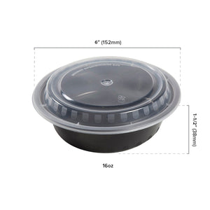 AmerCareRoyal Take-Out/Dine-In/Take Out Containers/Microwavable Containers 16 oz. Round Black Containers and Lids, Case of 150