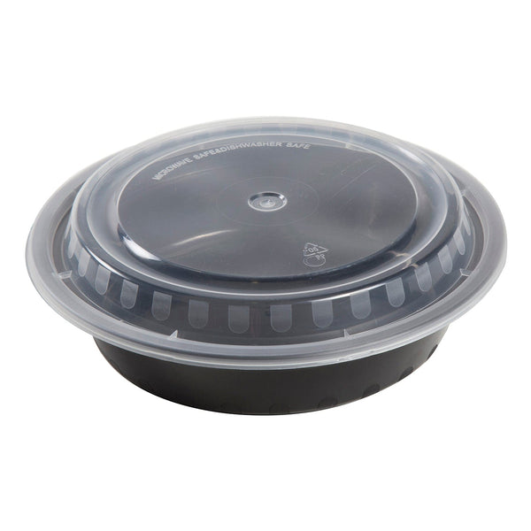24 oz. Round Black Containers and Lids, Case of 150 – CiboWares