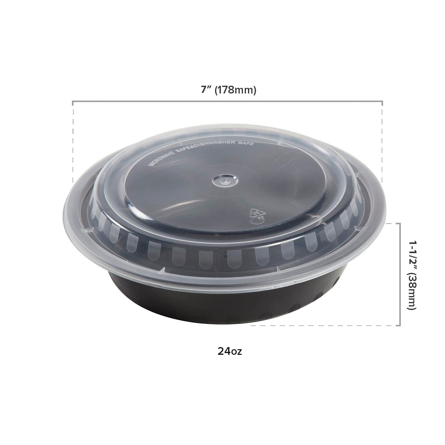 AmerCareRoyal Take-Out/Dine-In/Take Out Containers/Microwavable Containers 24 oz. Round Black Containers and Lids, Case of 150