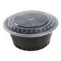 AmerCareRoyal Take-Out/Dine-In/Take Out Packaging/Microwavable Containers 38 oz. Round Black Containers and Lids, Case of 150
