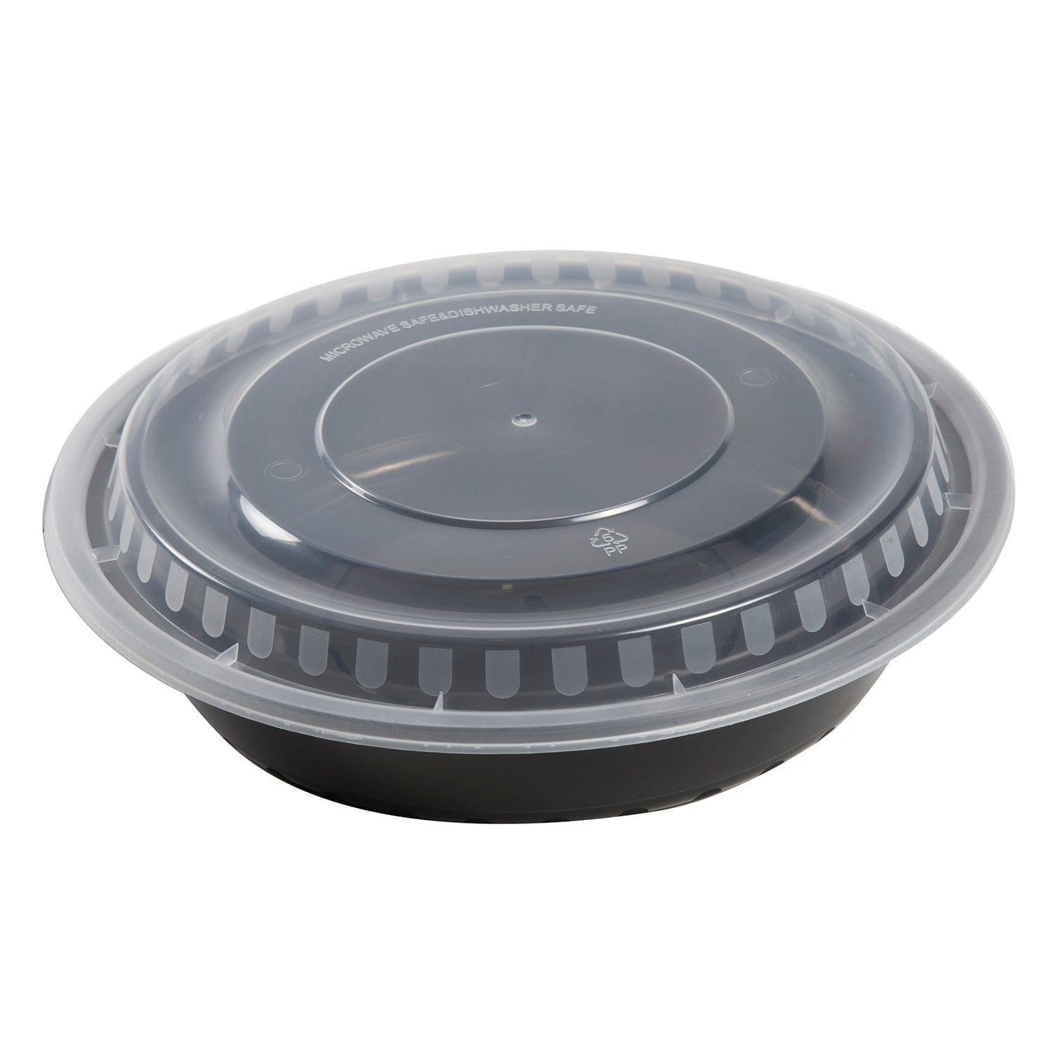 AmerCareRoyal Take-Out/Dine-In/Take Out Containers/Microwavable Containers 48 oz. Round Black Containers and Lids, Case of 150