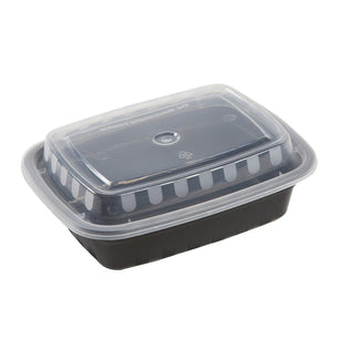 AmerCareRoyal Take-Out/Dine-In/Take Out Containers/Microwavable Containers 12 oz. Rectangular Black Containers and Lids, Case of 150