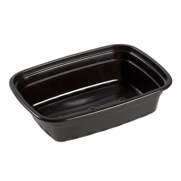 Choice 12 oz. Black 6 x 4 3/4 x 1 3/4 Rectangular Microwavable Heavy  Weight Container with Lid - 150/Case