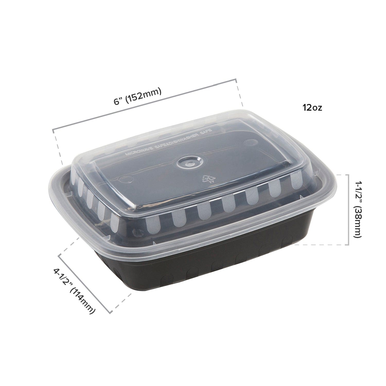 AmerCareRoyal Take-Out/Dine-In/Take Out Containers/Microwavable Containers 12 oz. Rectangular Black Containers and Lids, Case of 150