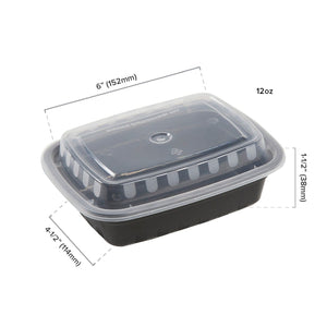 AmerCareRoyal Take-Out/Dine-In/Take Out Containers/Microwavable Containers 12 oz. Rectangular Black Containers and Lids, Case of 150