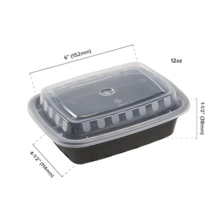 AmerCareRoyal Take-Out/Dine-In/Take Out Containers/Microwavable Containers 12 oz. Rectangular Black Containers and Lids, Case of 150