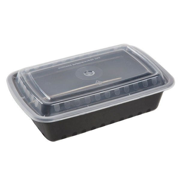 AmerCareRoyal Take-Out/Dine-In/Take Out Containers/Microwavable Containers 38 oz. Rectangular Black Containers with Lids, Case of 150