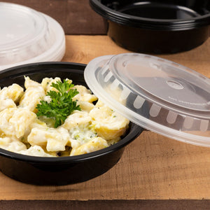 AmerCareRoyal Take-Out/Dine-In/Take Out Containers/Microwavable Containers 16 oz. Round Black Containers and Lids, Case of 150