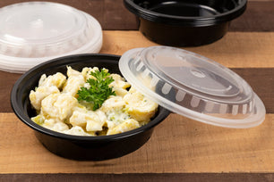 AmerCareRoyal Take-Out/Dine-In/Take Out Containers/Microwavable Containers 16 oz. Round Black Containers and Lids, Case of 150