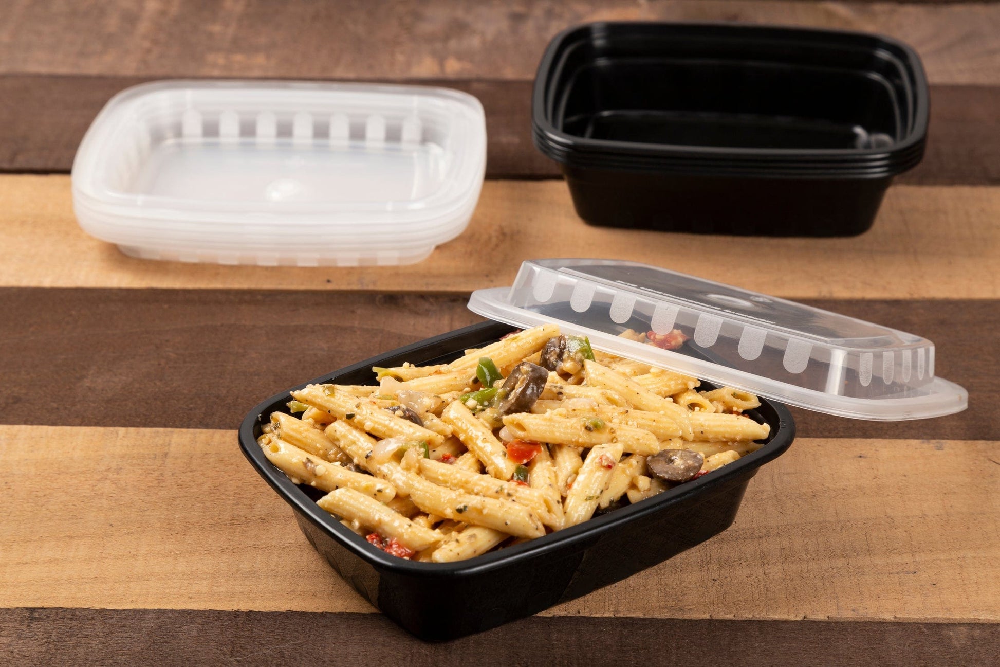 AmerCareRoyal Take-Out/Dine-In/Take Out Containers/Microwavable Containers 12 oz. Rectangular Black Containers and Lids, Case of 150