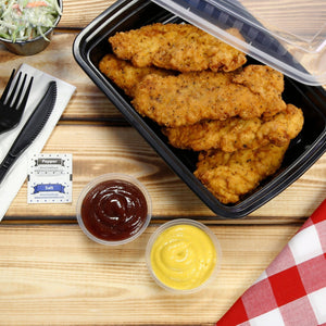 AmerCareRoyal Take-Out/Dine-In/Take Out Containers/Microwavable Containers 32 oz. Rectangular Black Containers and Lids, Case of 150
