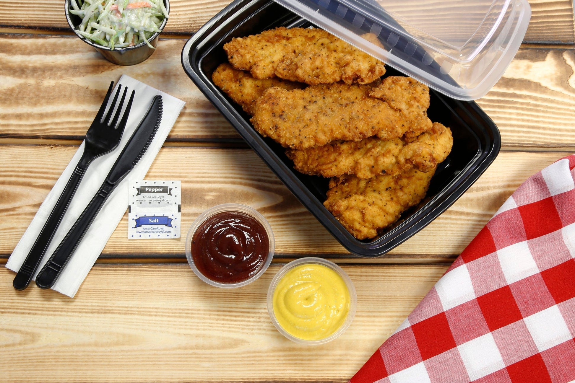 AmerCareRoyal Take-Out/Dine-In/Take Out Containers/Microwavable Containers 32 oz. Rectangular Black Containers and Lids, Case of 150