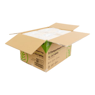 Open case of No PFAS added 5 Compartment Value Trays