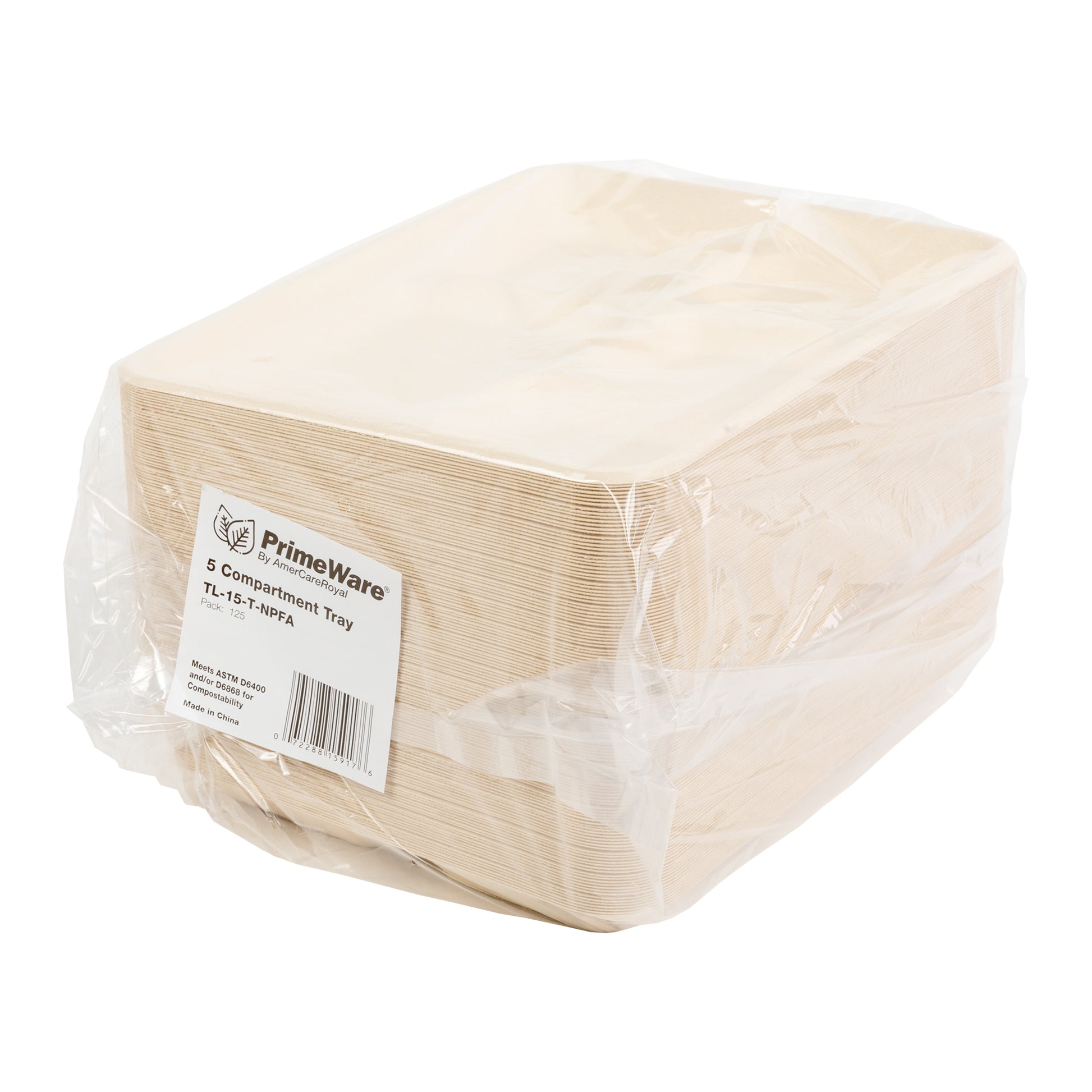 Sleeve of No PFAS added 5 Compartment Value Trays