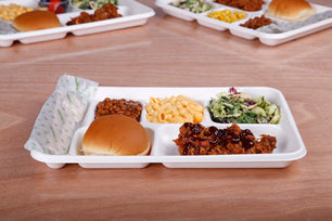 CiboWares.com Take-Out/Dine-In/Disposable Tableware/Disposable Trays and Accessories 6 Compartment Trays, Case of 250