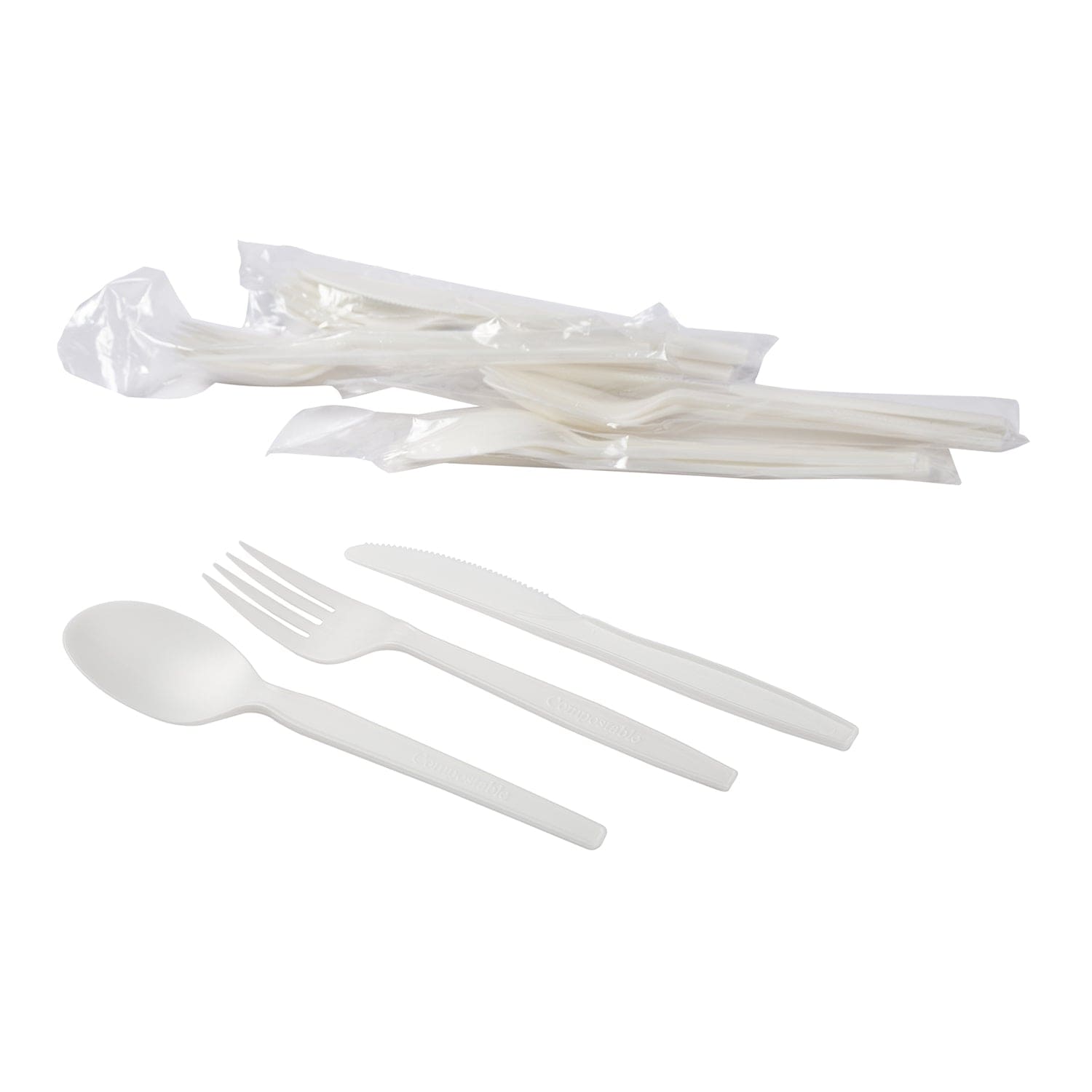 CiboWares.com Take-Out/Dine-In/Cutlery and Utensils/Cutlery Wrapped CPLA Cutlery Kits-Fork-Knife-Spoon, Case of 250
