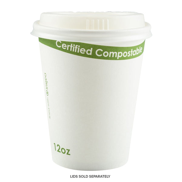 CiboWares.com Take-Out/Dine-In/Disposable Beverage Supplies 12 oz. White Compostable Cup PLA Lined, Case of 1,000