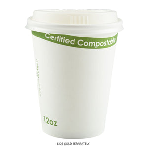 CiboWares.com Take-Out/Dine-In/Disposable Beverage Supplies 12 oz. White Compostable Cup PLA Lined, Case of 1,000