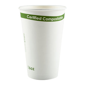 CiboWares.com Take-Out/Dine-In/Disposable Beverage Supplies 16 oz. White Compostable Cup PLA Lined, Case of 1,000