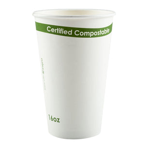 CiboWares.com Take-Out/Dine-In/Disposable Beverage Supplies 16 oz. White Compostable Cup PLA Lined, Case of 1,000