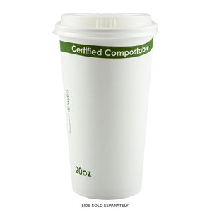 CiboWares.com Take-Out/Dine-In/Disposable Beverage Supplies 20 oz. White Compostable Cup PLA Lined, Case of 1,000