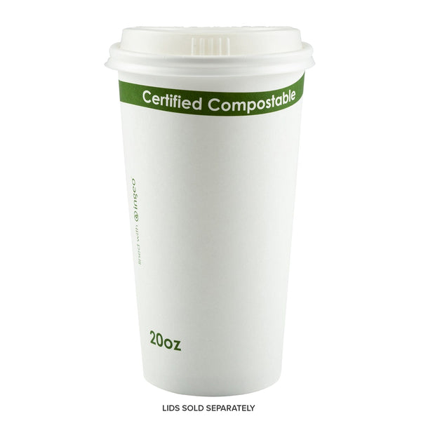 CiboWares.com Take-Out/Dine-In/Disposable Beverage Supplies 20 oz. White Compostable Cup PLA Lined, Case of 1,000