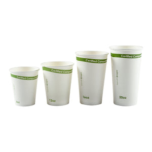CiboWares.com Take-Out/Dine-In/Disposable Beverage Supplies 20 oz. White Compostable Cup PLA Lined, Case of 1,000